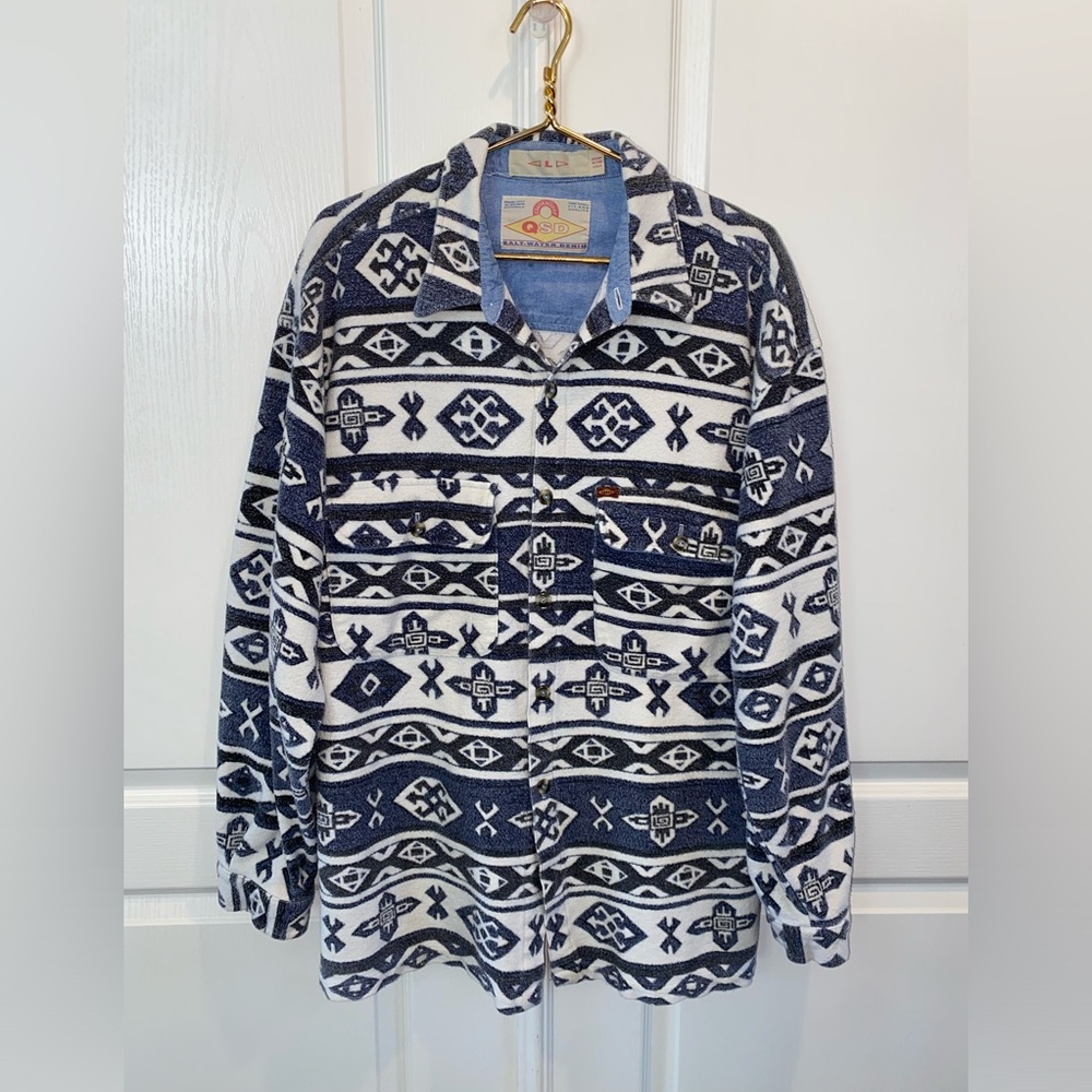 Vintage early 90’s Quiksilver Saltwater Denim Aztec Cotton Jacket L